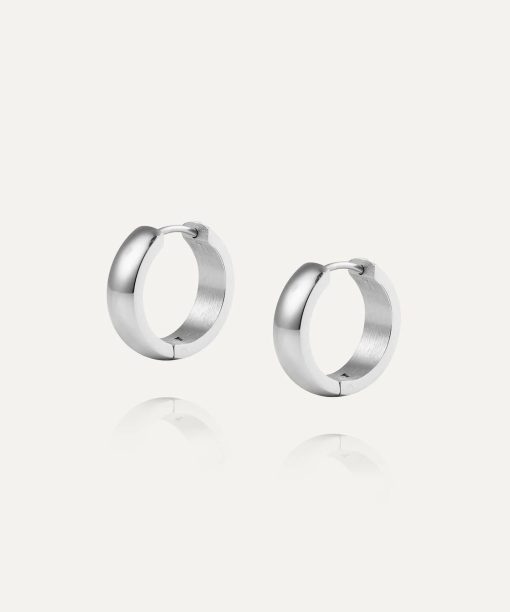 Alternative view of Mockberg Chunky Silver Hoops Large
