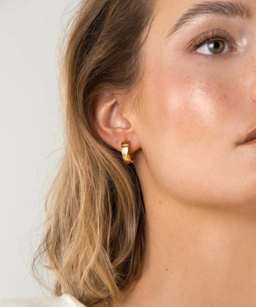 Alternative view of Mockberg Chunky Gold Hoops Medium