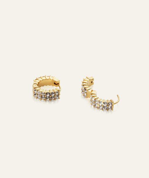 Alternative view of Mockberg Midnight Gold Hoops Medium