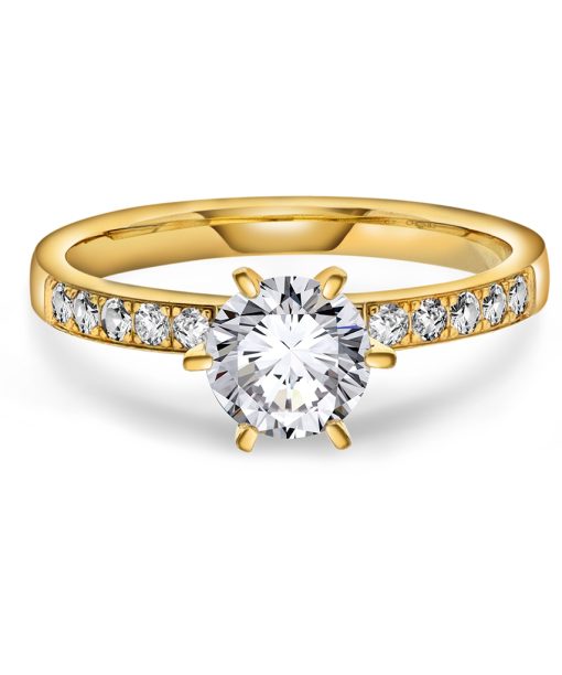 Alternative view of The crown ring gull LAB diamanter 1,20 ct.