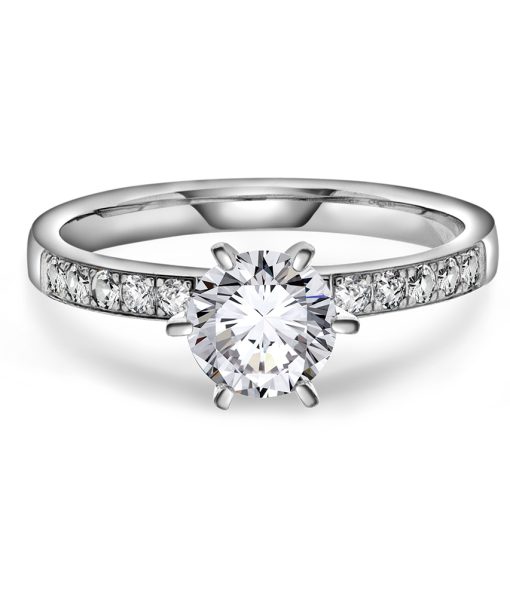 Alternative view of The crown ring gull LAB diamanter 1,20 ct.