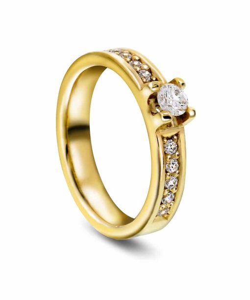 Giftering i gult gull 0,40ct WSI 4 mm