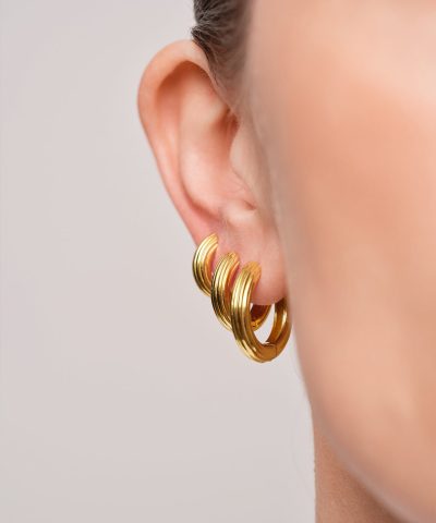 Alternative view of Philippa Studios Bold Grooved Hoops Small