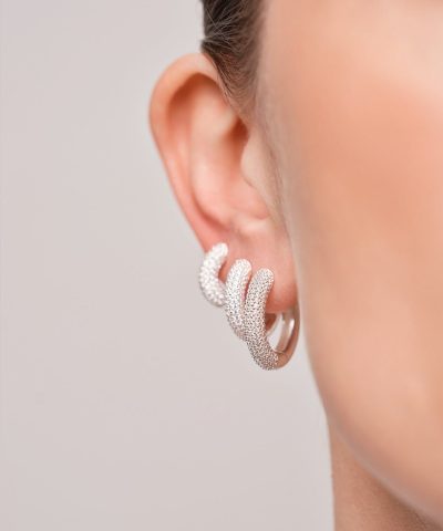 Alternative view of Philippa Studios Bold Pave Hoops Medium