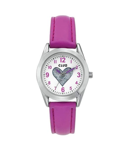 Club p hvit a hjerte m/lilla pu rem ø27