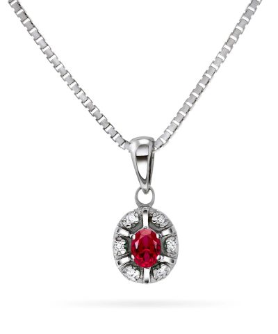 Diana Diamantanheng med rubin og diamanter 0.03ct TW/SI