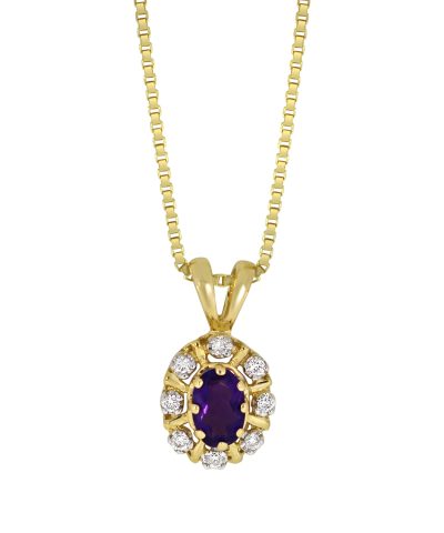 Diana Diamantanheng i Gult Gull med Ametyst og 0.08ct TW/SI Diamanter