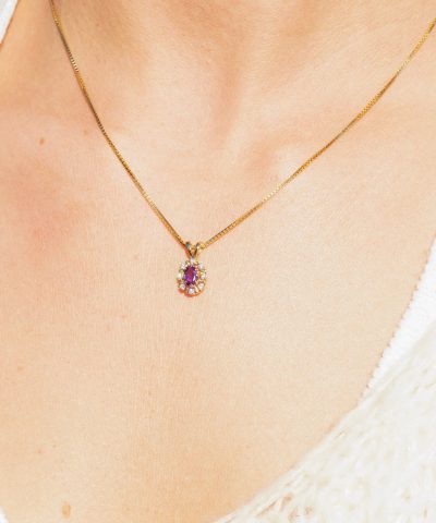 Alternative view of Diana Diamantanheng i Gult Gull med Ametyst og 0.08ct TW/SI Diamanter