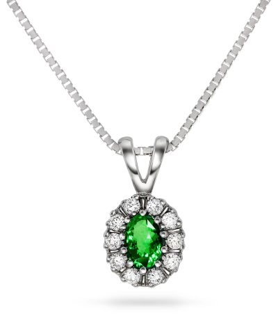 Diana Diamantanheng i Hvitt Gull med Smaragd og 0.25ct TW/SI Diamanter