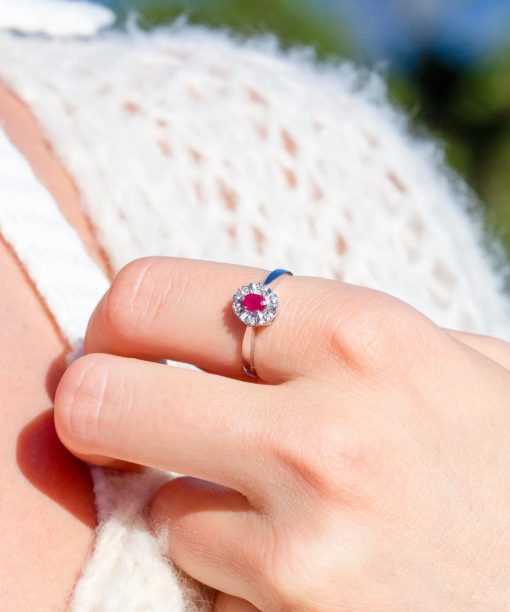 Alternative view of Diana Diamantring med rubin i hvitt gull, 0.03ct TW/SI