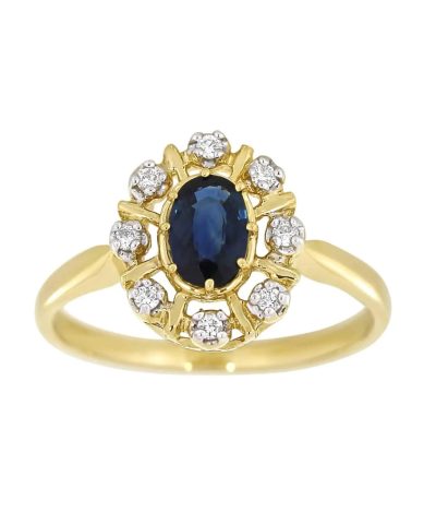 Diana Diamantring med safir i gult gull 0,08ct TW/SI