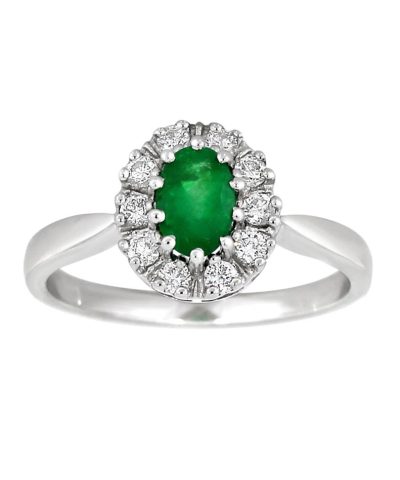 Diana diamantring med smaragd og diamant 0.25ct.