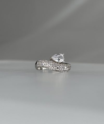 Alternative view of Philippa Studios Wave Pear Pave Ring