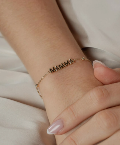 Alternative view of Armbånd i 925 forgylt sølv med teksten mamma - Pan jewelry