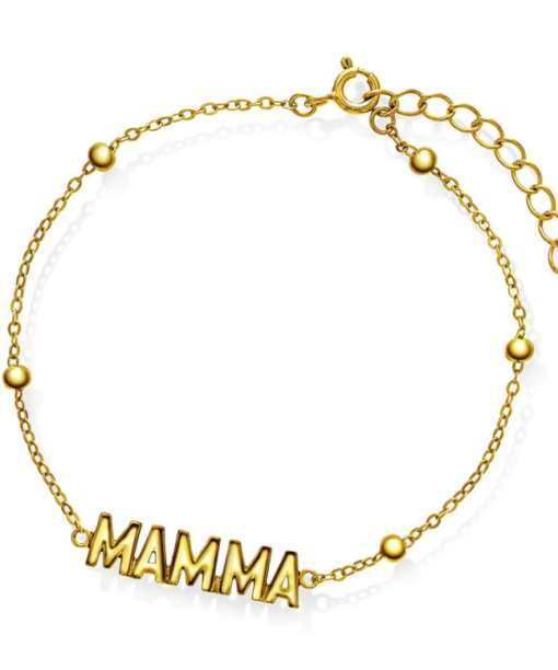 Armbånd i 925 forgylt sølv med teksten mamma - Pan jewelry